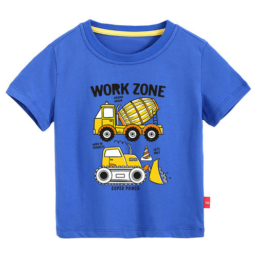 工程车男童短袖T恤儿童纯棉衣服