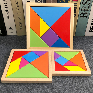 儿童益智力磁性七巧板智力拼图书夹幼儿园一二三年级上课拼图教具