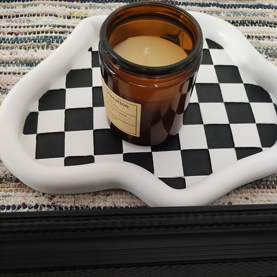 nomoon托盘中古黑白格高级感