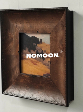 重工框小众中古装饰画木瘤疤痕质感木纹风景植物老钱风高级感挂画