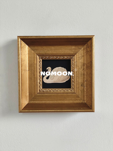 NOMOON中古风小画 手工金箔实木框挂画 书房客厅高级感抽象装饰画