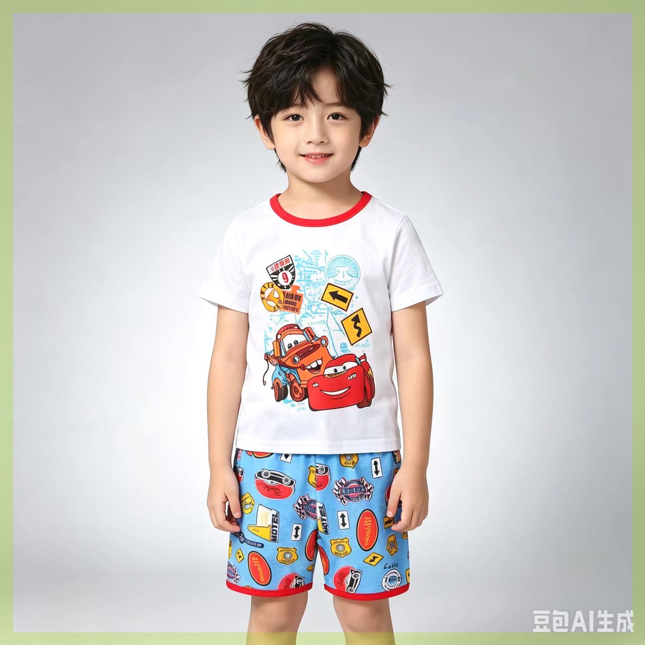 夏季纯棉超级飞侠儿童睡衣套装男
