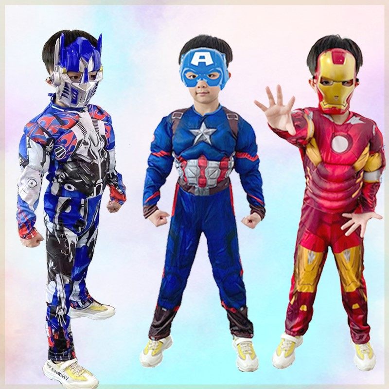 圣诞节演出服美国队长钢铁侠绿巨人衣服儿童cos服擎天柱变形金刚