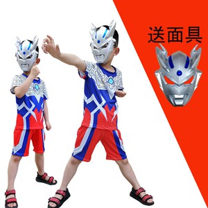 儿童超人蜘蛛侠衣服短袖T恤套装男孩2023新款夏装男童两件套表演