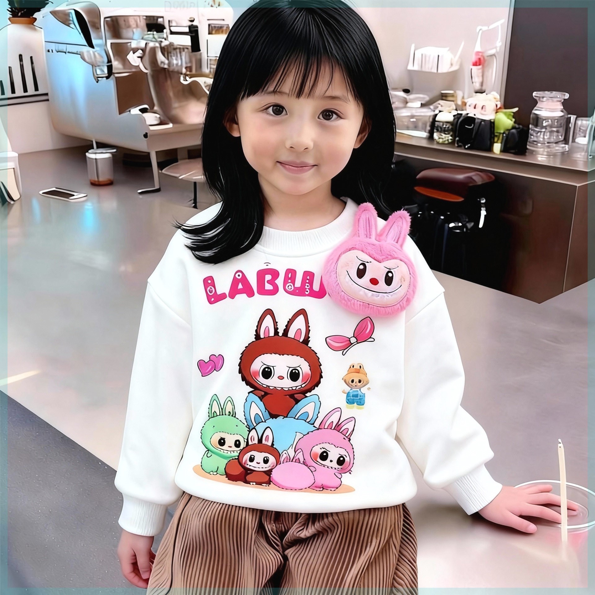 立体毛绒玩偶公仔衣服中大童上衣女童拉布布春秋卫衣2026新款卡通