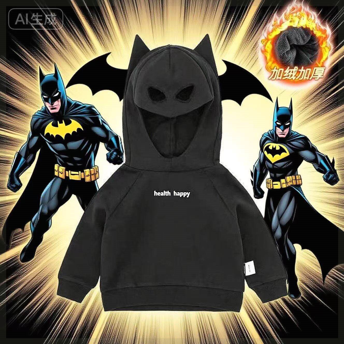 正版蝙蝠侠男童春款卫衣套头卡通男女童漫威超人连帽洋派纯棉外套