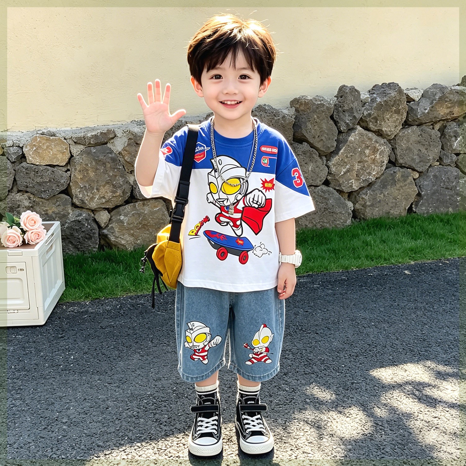 奥特曼男童夏季短袖短裤套装2026
