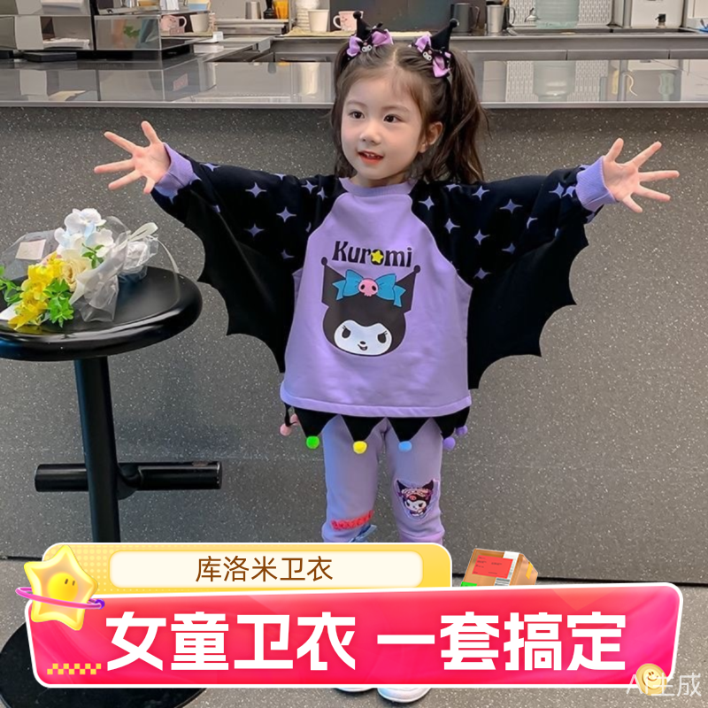 清仓女童超好看卫衣套装新款库洛米网红炸街卫衣超萌儿童秋款两件