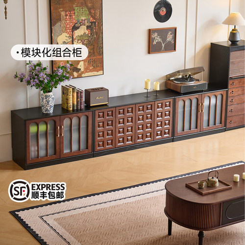 法式中古风模块组合柜落地电视柜