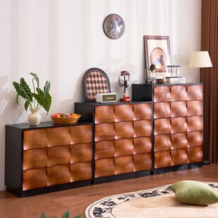 中古风涟漪斗柜客厅复古涟漪卡门柜组合实木大储物柜卧室床边柜子