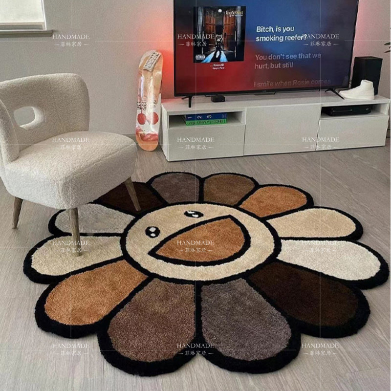 创意潮牌卧室床边毯个性花书房转椅加厚地毯不规则异形高级感地垫,居家布艺,地毯,淘宝优惠券,粉丝福利购,淘宝优惠卷