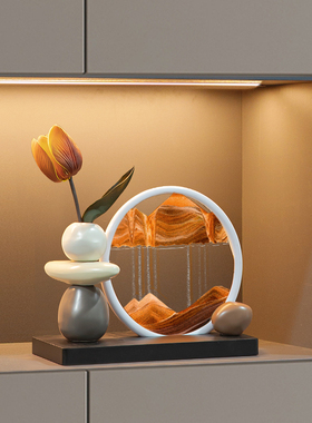 时来运转摆件电视柜轻奢高档客厅客厅装饰品高级感解压沙漏郁金香