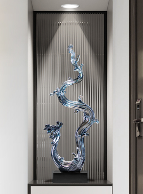 风生水起轻奢高档大摆件玄关造景客厅入户进门入门高装饰品高级感