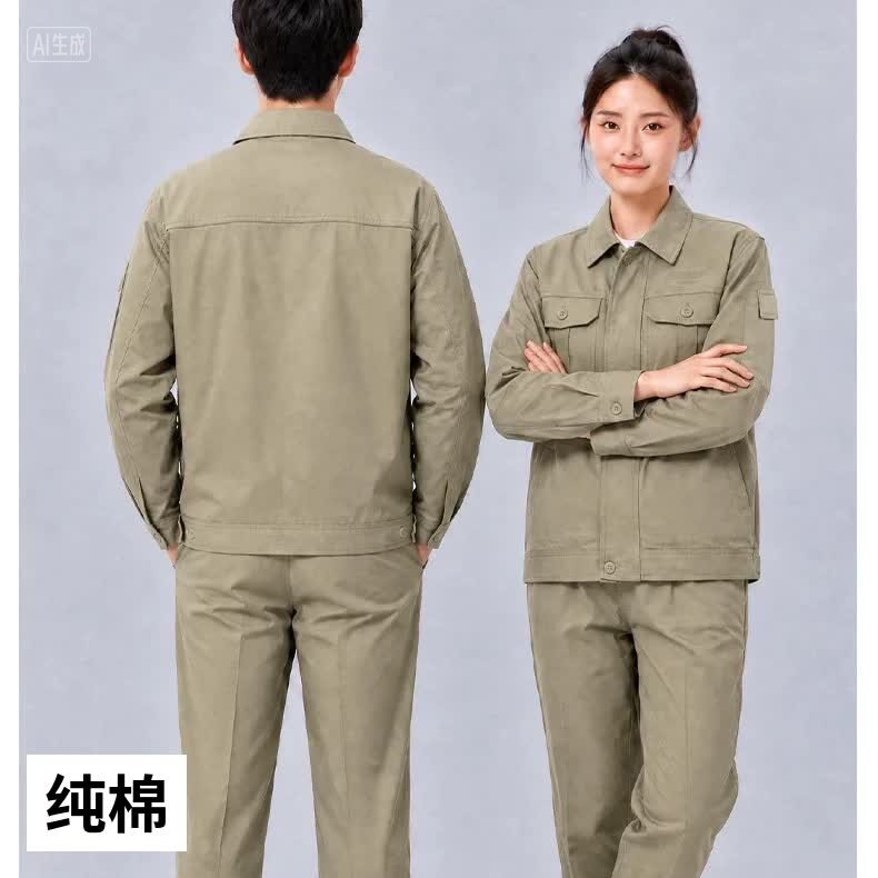 春秋纯棉工作服套装男耐磨厂服车间汽修服国网电力电网工装劳保服