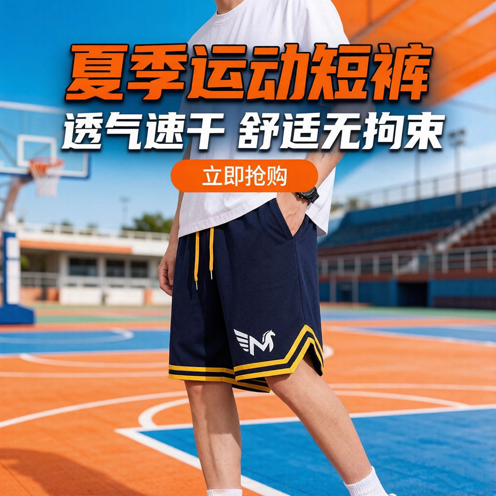 夏季薄款速干裤宽松运动裤冰丝五分裤篮球短裤男女同款学生潮牌