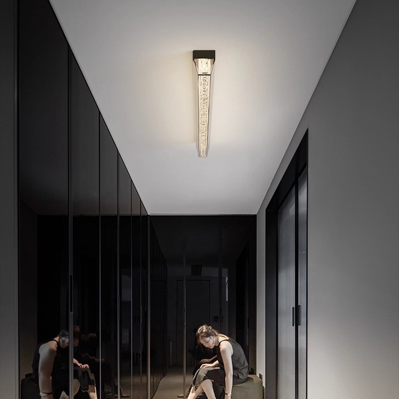 灯品仕意式极简冰裂纹长条吸顶灯玄关过道衣帽间阳台护眼led灯具