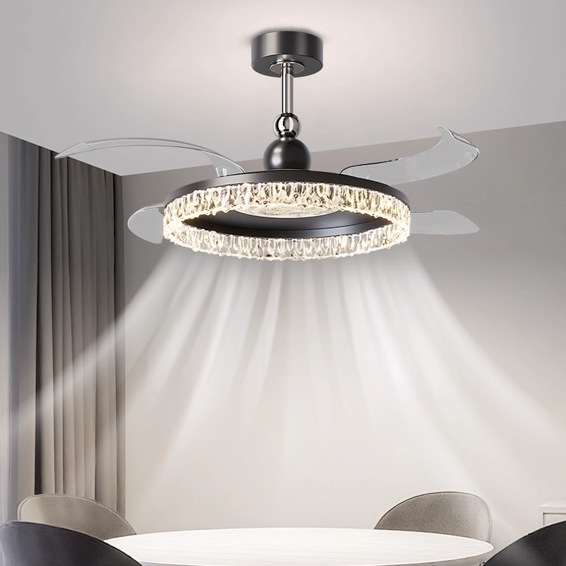 灯品仕设计款冰裂纹餐厅风扇吊灯大气大风力卧室吸顶电扇主灯具