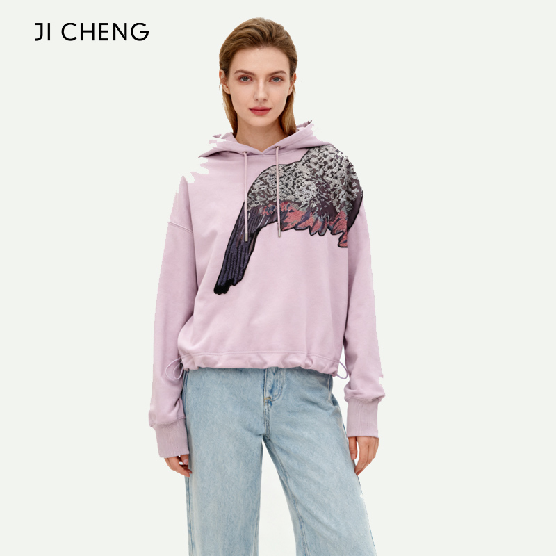 原创设计女士卫衣宽松长袖连帽衫