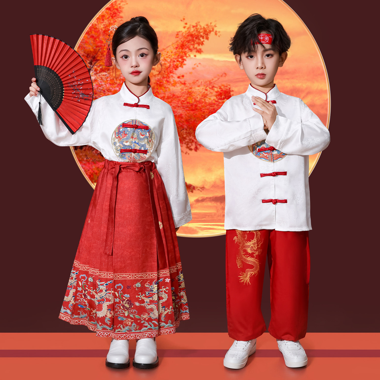 儿童中国风演出服新中式国学套装