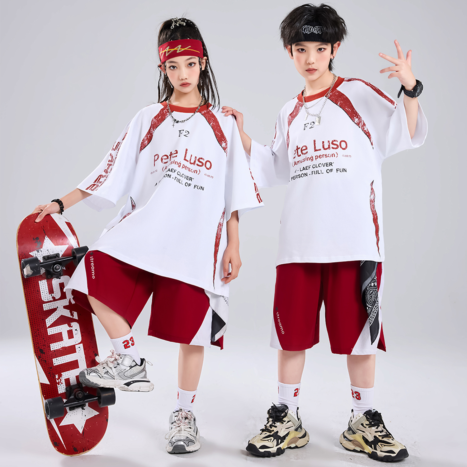 儿童夏季短款街舞演出服啦啦队