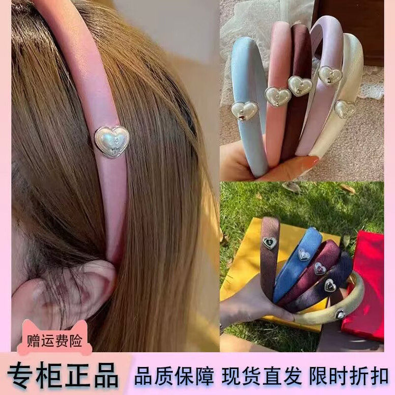 Tagi.丝绒想象爱心怦怦金属滴油镶钻复古牛仔发箍真丝i字发箍发卡