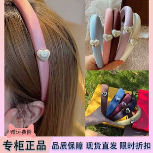 Tagi.丝绒想象爱心怦怦金属滴油镶钻复古牛仔发箍真丝i字发箍发卡