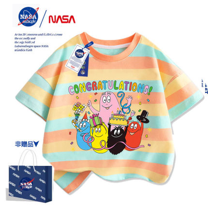 NASA联名卡通动漫纯棉短袖夏季新款巴巴爸爸百搭上衣圆领打底衫