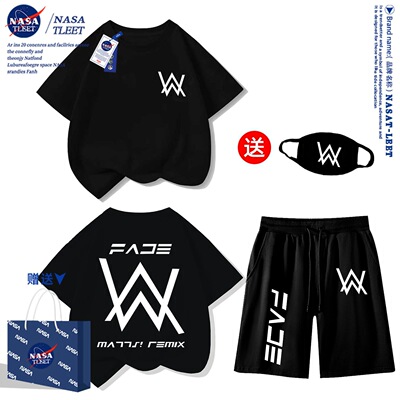NASA联名嘉豪战衣strong哥艾伦沃克短袖t恤衫儿童青少年cos服夏装