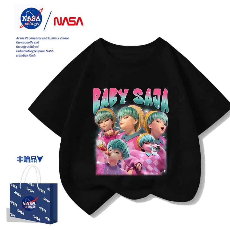 NASA联名KPOP猎魔女团恶魔男团男女儿童学生中小儿童短袖t恤衫夏