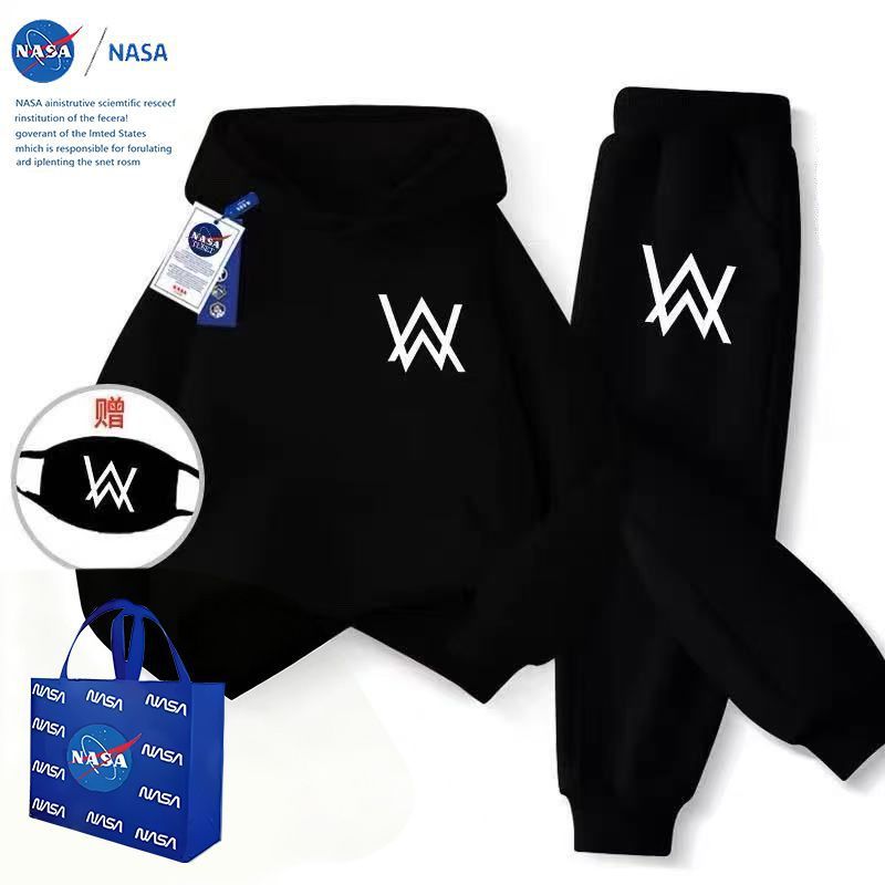 NASA潮牌男童网红套装秋冬加厚艾伦沃克卫衣同款衣服嘉豪连帽战衣