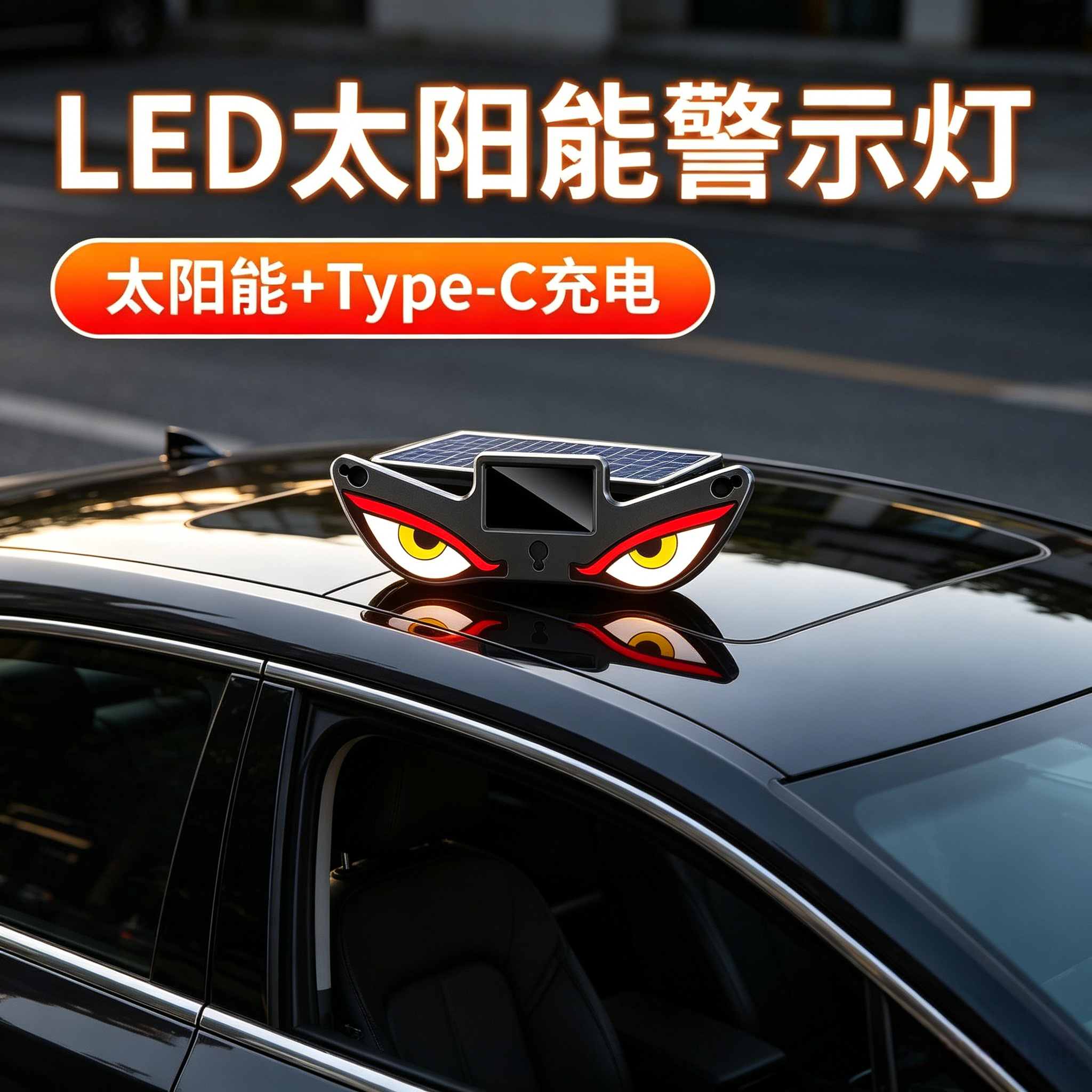 车用恶魔之眼LED车载警示灯可双方式充电幻彩灯全车型通用多位置