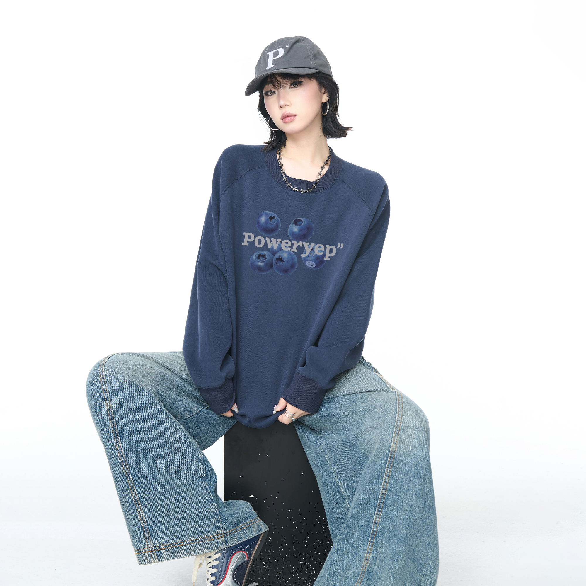 美式复古潮牌葡萄卫衣女2025春秋新款休闲宽松oversize套头上衣