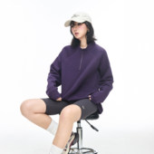 2025紫色半拉链宽松上衣韩系松弛感男女休闲春秋百搭潮款 卫衣外套