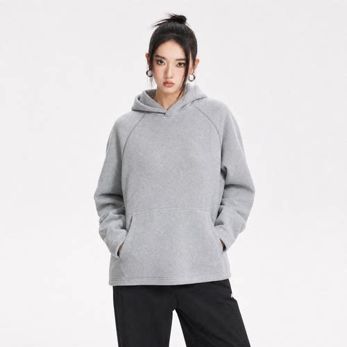 美式哈苏线连帽卫衣女秋季新款复古运动风帽衫宽松情侣装套头外套