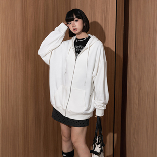 [清卫衣外套69.9]开衫拉链连帽卫衣外套女春秋宽松复古美式潮牌
