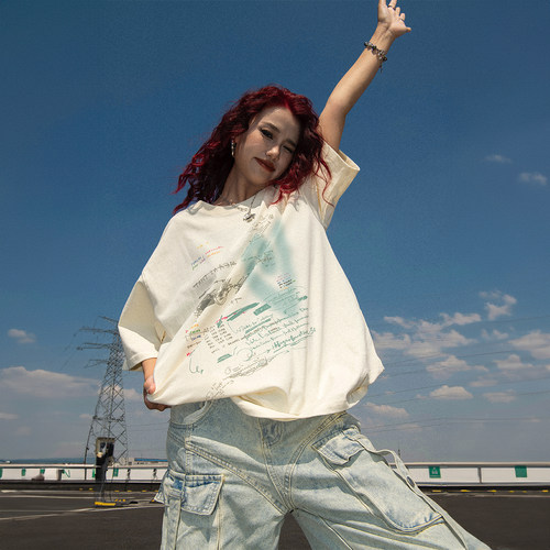 YEP复古直喷印花t恤女