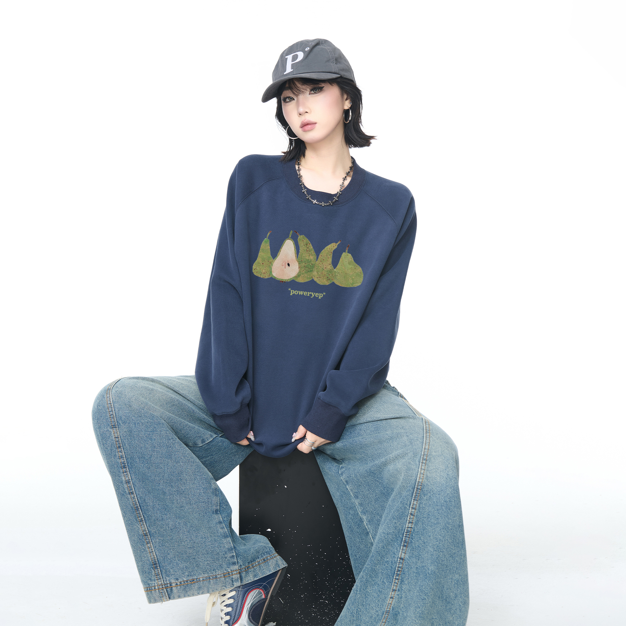 美式复古潮牌水果卫衣女2025春秋新款休闲宽松oversize套头上衣