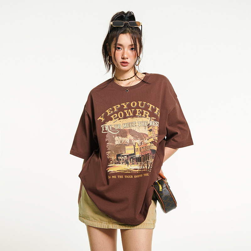 YEP复古短袖印花设计感小众