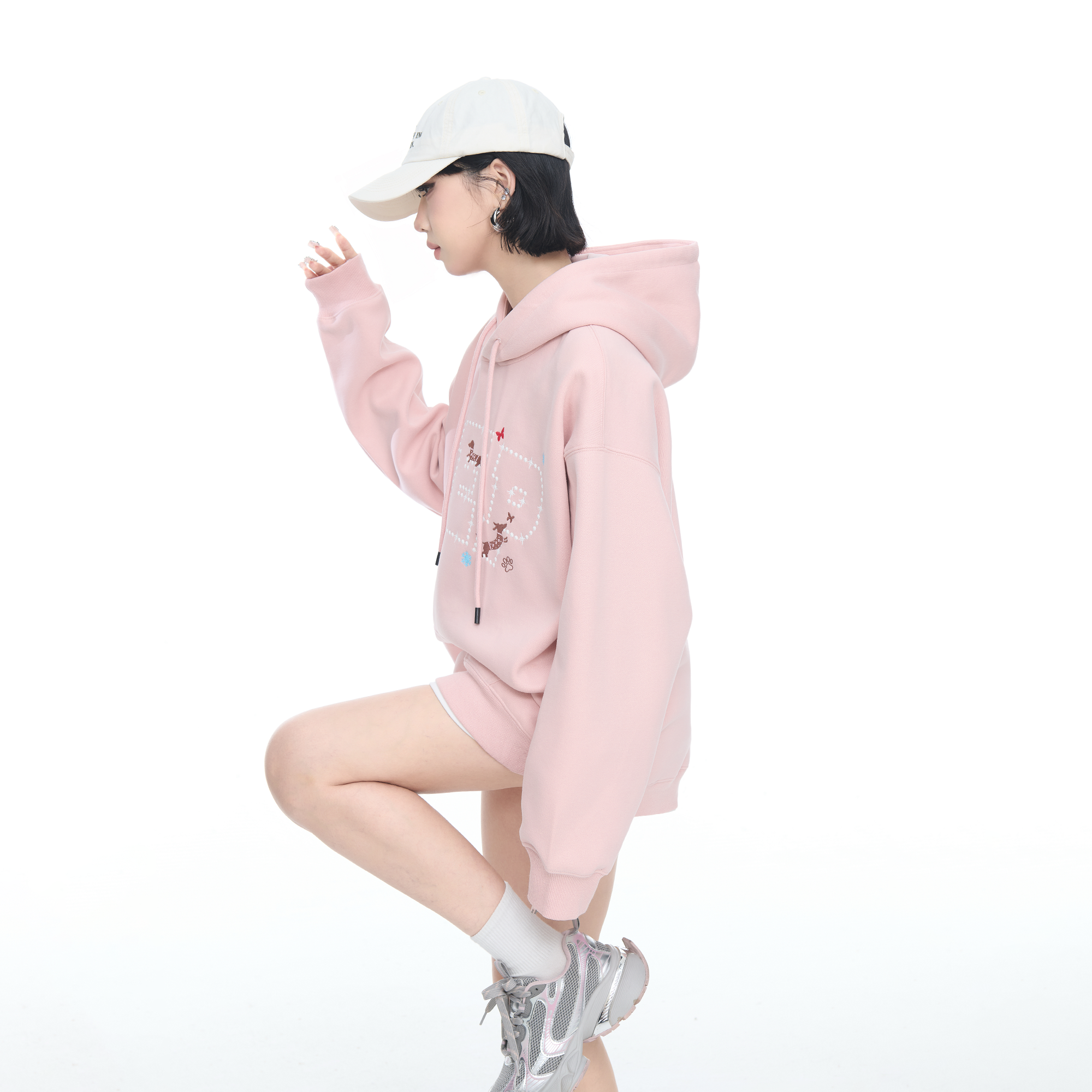 美式街头风字母刺绣连帽卫衣外套女春秋新款宽松oversize套头上衣