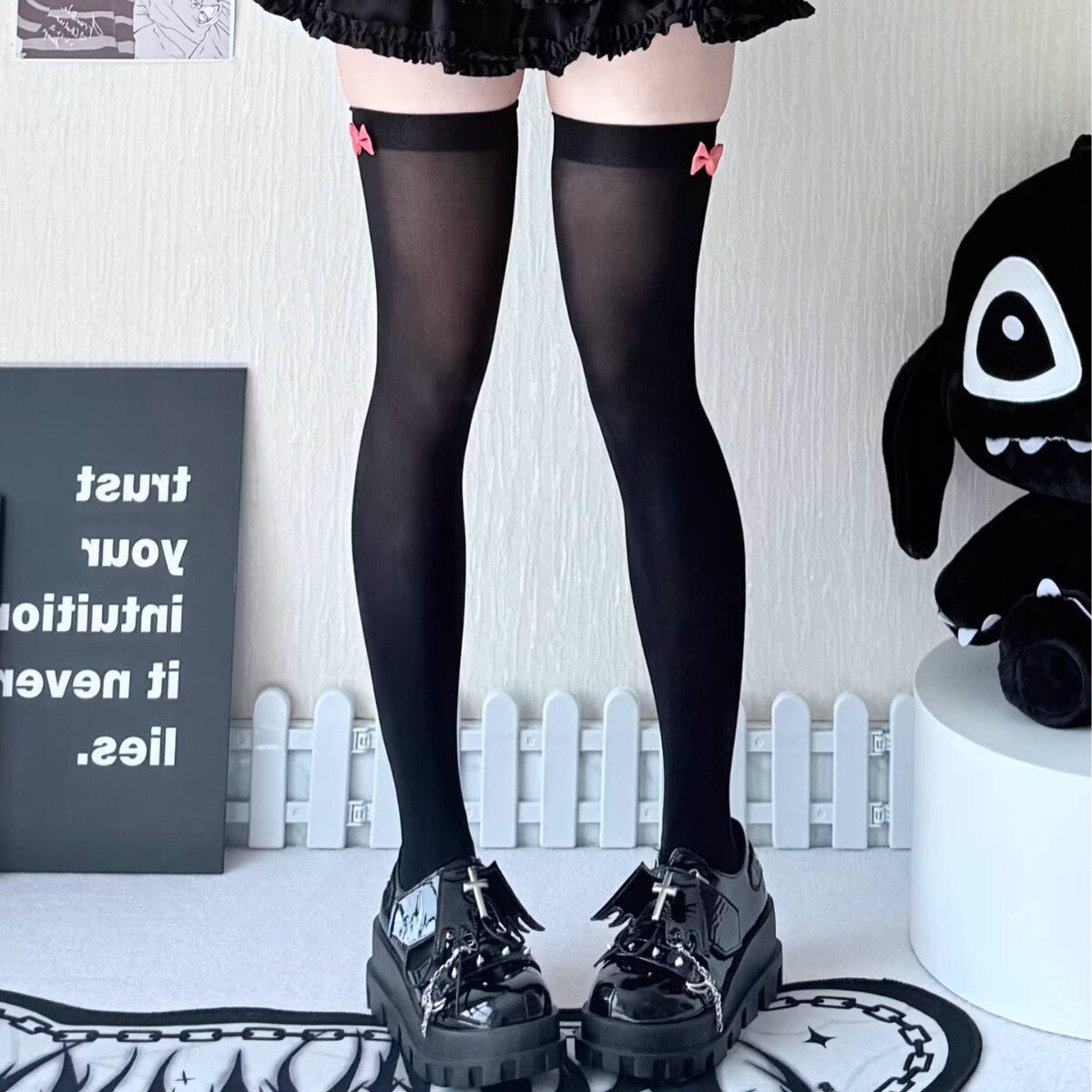 甜心女儿服日系棉质jk制服袜lolita爱心型蝴蝶结过膝袜长筒袜性感