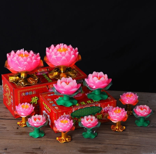 永城整箱莲花灯蜡烛供佛家用荷花蜡烛/七彩盒装还愿厂家酥油灯