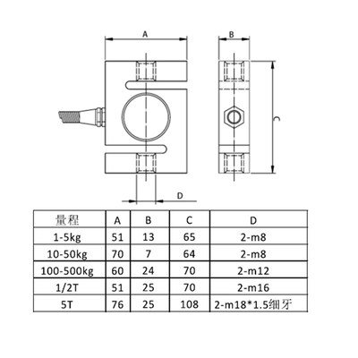 智取DS2-1000分体式外置S型数显推拉力计 0-5000N可选传感器