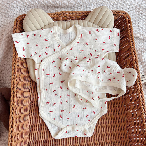 超萌樱桃网眼短袖纯棉无骨包屁衣