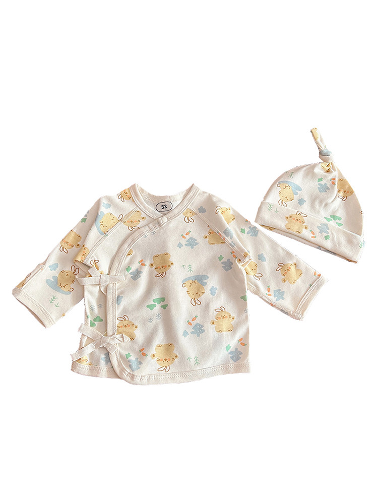 NEWBORN BABY CLOTHES BABY FOUR SEASONS COTTON LONG-SLEEVED HALF-BACK CLOTHES NEWBORN TOPS MONK CLOTHES SPRING AND AUTUMN UNDERWEAR
