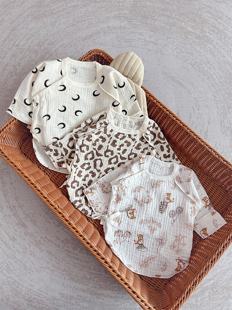 순면 거즈 하프백 탑  레이스 업 긴팔 탑 여름 얇은 남성과 여성의  스님 의류