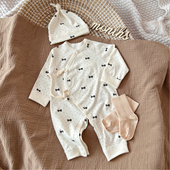 新生婴儿儿衣服春秋薄款 初生打底0和尚3月纯棉哈衣出生宝宝连体衣