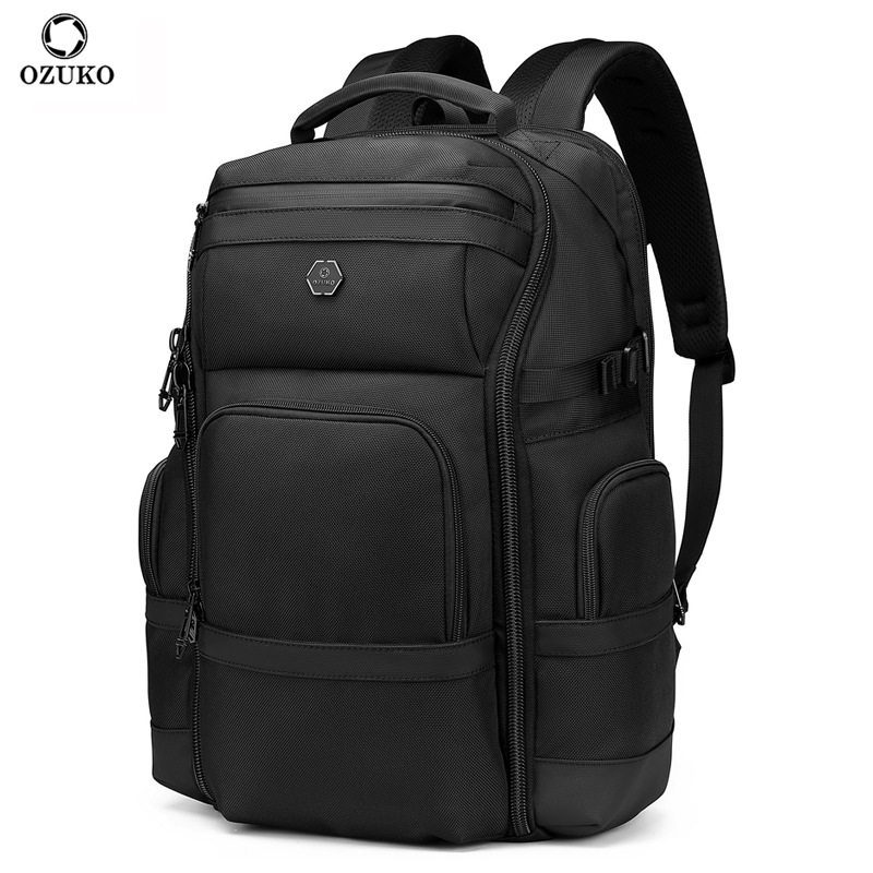 商务双肩包男大容量防水电脑包 多功能通勤背包简约跨境高级感