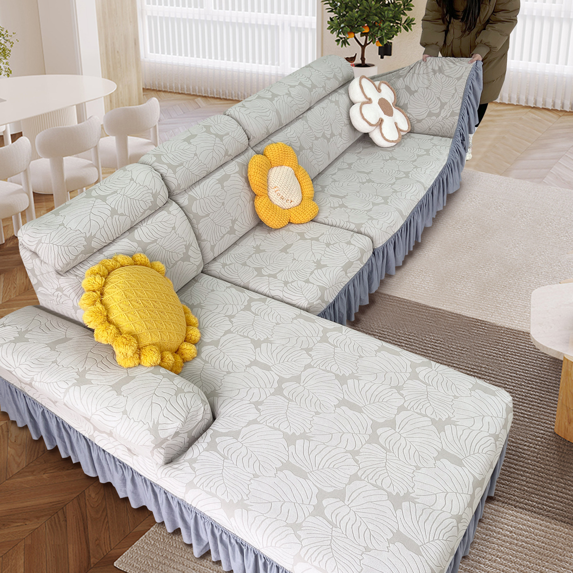 懒人沙发套罩全包卍能套防猫抓三座一贵妃保护套四季通用盖布新款