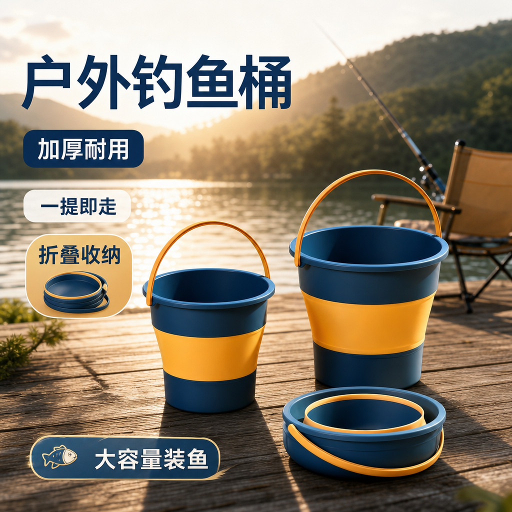 新型钓鱼打水桶户外折叠多功能赶海钓鱼桶大容量汽车专用洗车水桶