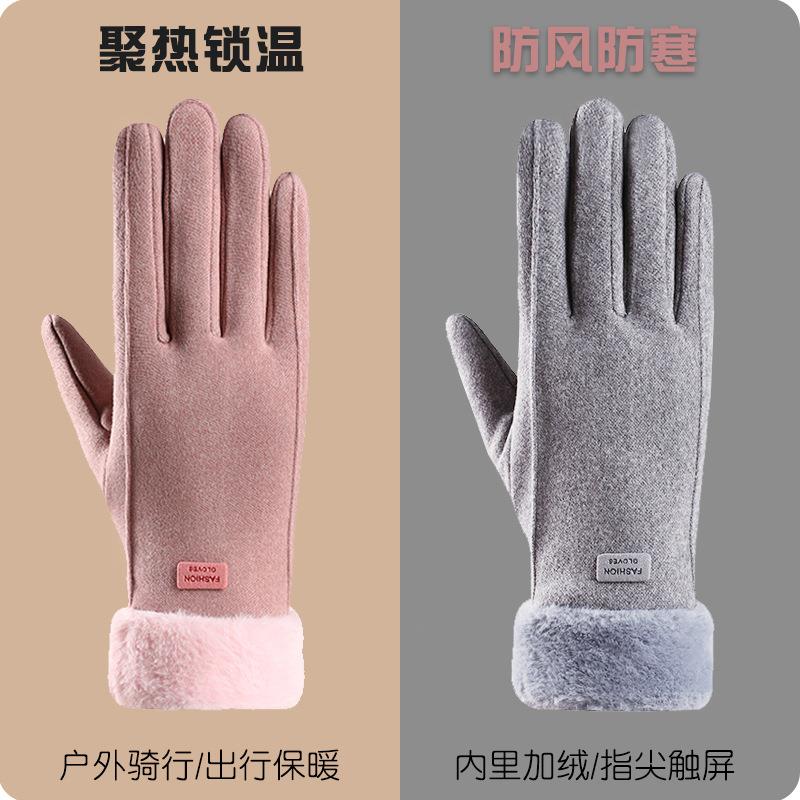 冬季骑行手套防寒新款骑电动车防风户外保暖德绒学生毛口加绒触屏